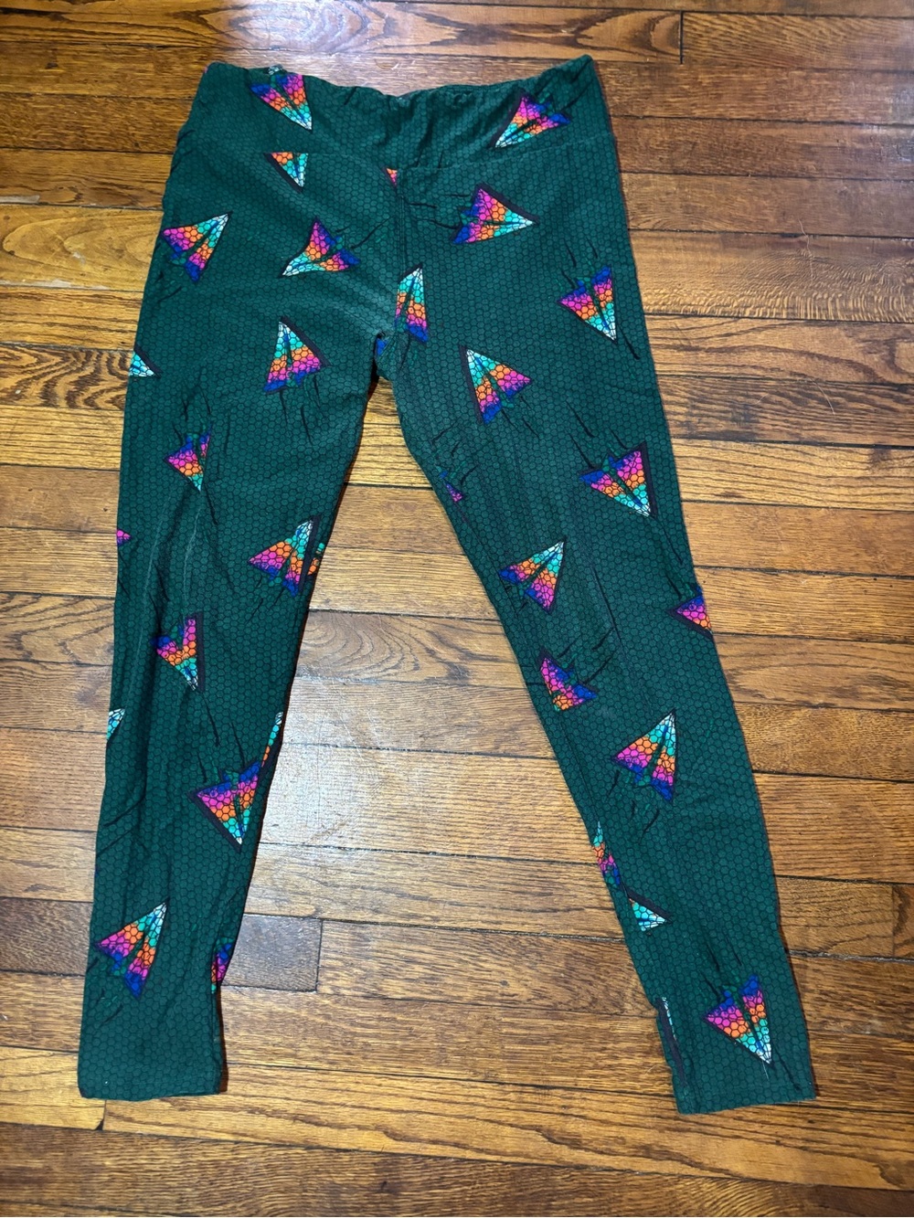Adult Green Printed Stretch Leggings size l-xl